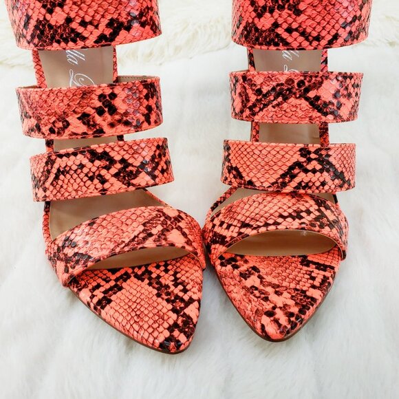 Coral Orange Snake Sexy  4" clear Wedge shoes - Picture 11 of 16